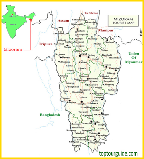 Mizoram Tourist Map
